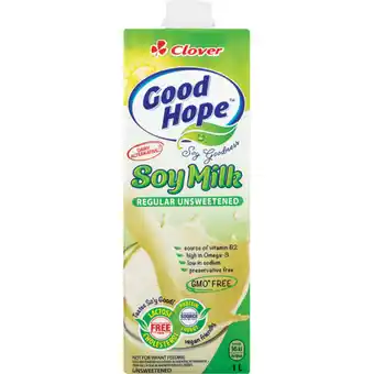 Checkers Liquor Shop Clover Good Hope UHT Regular Unsweetened Soy Milk Carton 1L offer