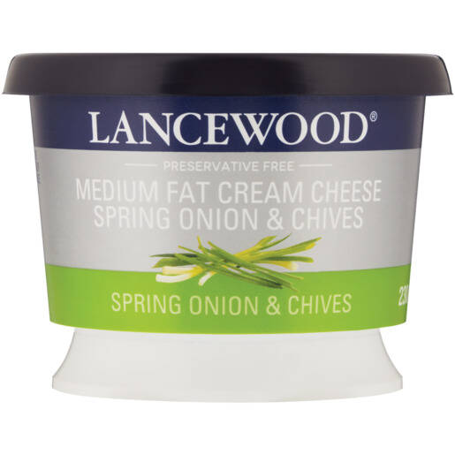 LANCEWOOD Spring Onion & Chives Flavoured Medium Fat Cream Cheese Tub ...