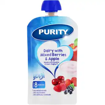 Checkers Liquor Shop PURITY Dairy With Mixed Berries & Apple Yogi Puree 8 Months+ 110ml offer