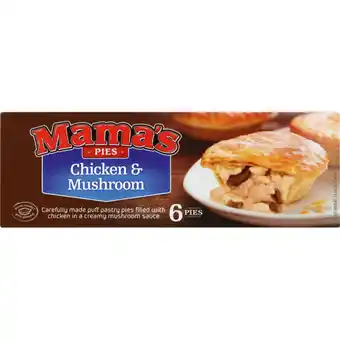 Checkers Liquor Shop Mama's Pies Frozen Chicken & Mushroom Pies 6 Pack offer