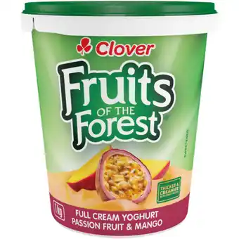 Checkers Liquor Shop Clover Fruits of the Forest Passion Fruit & Mango Full Cream Yoghurt 1kg offer