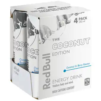 Checkers Liquor Shop Red Bull Coconut & Berry Flavoured Energy Drink Cans 4 x 250ml offer