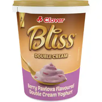 Checkers Liquor Shop Clover Bliss Berry Pavlova Flavoured Double Cream Yoghurt 500g offer