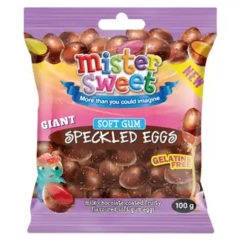 Checkers Liquor Shop Mister Sweet Giant Soft Gum Speckled Eggs 100g offer