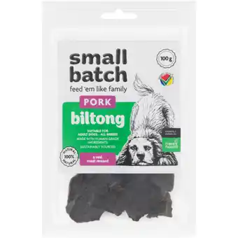 Checkers Liquor Shop Small Batch Pork Biltong Dog Treats 100g offer