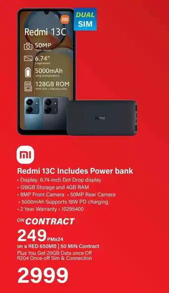 Incredible Connection Redmi 13C Includes Power bank offer