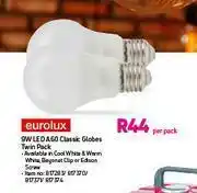 Game Eurolux 9W LED A60 Classic Globes Twin Pack-Per Pack offer