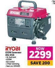 Game Ryobi 650W Generator RG-950 offer