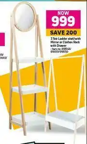Game 3 Tier Ladder Shelf With Mirror Or Clothes Rack With Drawer offer