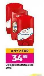 Game Old Spice Deodorant Stick-For Any 2 x 50ml offer