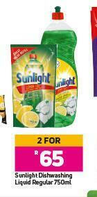Game Sunlight Dishwashing Liquid Regular-For 2 x 750ml offer