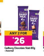 Game Cadbury Chocolate Slab Assorted-For Any 2 x 80g offer