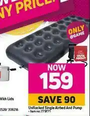 Game Out & About Unflocked Single Airbed & Pump offer