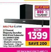Game Ultra Link 2.1 Channel Rhapsody Soundbar With Wired Subwoofer offer