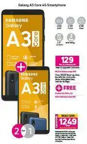 Game 2 x Samsung Galaxy A3 Core 4G Smartphone- On Red Flexi 124 (24 Months) offer