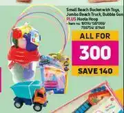 Game Small Beach Bucket With Toys, Jumbo Beach Truck, Bubble Gun Plus Hoola Hoop-For All offer