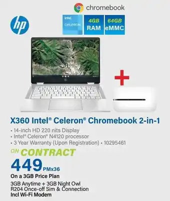 Incredible Connection hp X360 Intel Celeron Chromebook 2-in-1 offer