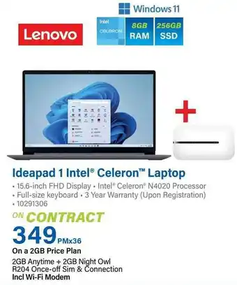 Incredible Connection Ideapad 1 Intel Celeron Laptop offer