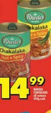 Shoprite Rhodes chakalaka offer