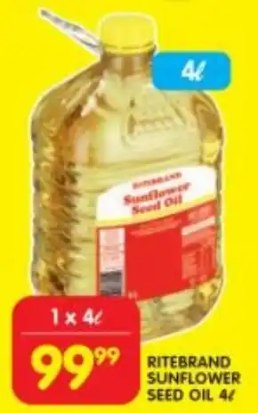 Shoprite RITEBRAND SUNFLOWER SEED OIL 4L offer