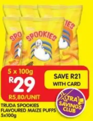 Shoprite TRUDA SPOOKIES FLAVOURED MAIZE PUFFS 5x100g offer