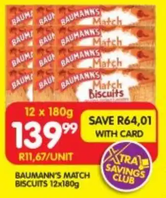 Shoprite BAUMANN'S MATCH BISCUITS 12x180g offer