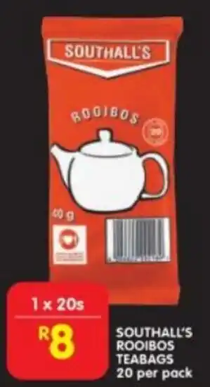 Shoprite SOUTHALL'S ROOIBOS TEABAGS 20 per pack offer