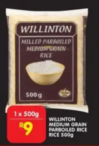 Shoprite WILLINTON MEDIUM GRAIN PARBOILED RICE RICE 500g offer