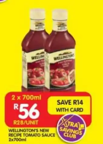 Shoprite WELLINGTON'S NEW RECIPE TOMATO SAUCE 2x700ml offer