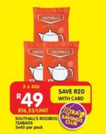 Shoprite SOUTHALL'S ROOIBOS TEABAGS offer