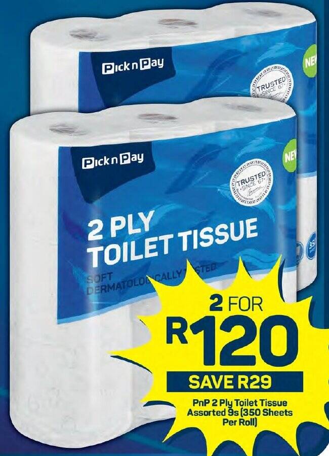 PnP 2 Ply Toilet Tissue Assorted 9s (350 Sheets Per Roll) offer at Pick ...