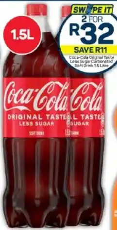 Pick n Pay Coca-Cola Original Taste Less Sugar Carbonated Soft Drink 1.5 Litre offer