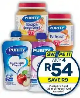 Pick n Pay Purity 2nd Food 125ml or Puree 110ml Assorted offer