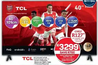 Pick n Pay TCL 40 (101cm) Full HD Android Smart LED TV offer