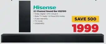 HiFi Corp Hisense 2.1 Channel Sound Bar HS2100 offer