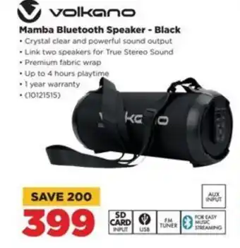 HiFi Corp volkano Mamba Bluetooth Speaker - Black offer