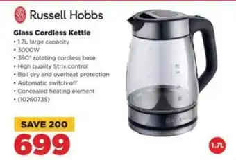 HiFi Corp Russell Hobbs Glass Cordless Kettle offer