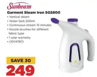 HiFi Corp Sunbeam Garment Steam Iron SGS800 offer