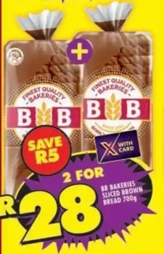 Shoprite BB BAKERIES SLICED BROWN BREAD 700g offer