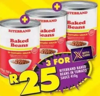 Shoprite RITEBRAND BAKED BEANS IN TOMATO SAUCE 410g offer