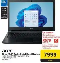 Makro Acer - 39 cm (15.6) aspire 3 intel core i3 laptop offer