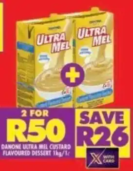 Shoprite DANONE ULTRA MEL CUSTARD FLAVOURED DESSERT 1kg/1L offer