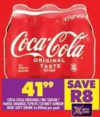 Shoprite COCA-COLA ORIGINAL/NO SUGAR/ FANTA ORANGE/SPRITE STONEY GINGER BEER SOFT DRINK 6x300ml per pack offer