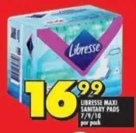 Shoprite LIBRESSE MAXI SANITARY PADS 7/9/10 per pack offer