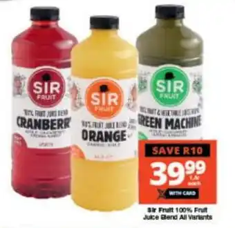 Checkers Sir Fruit 100% Fruit Juice Blend All Variants offer