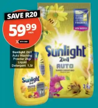 Checkers Sunlight 2in1 Auto Washing Powder 2kg/ Liquid Detergent 1,5L offer