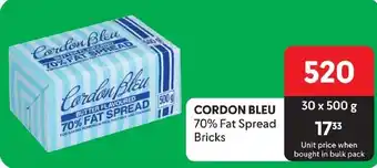 Makro CORDON BLEU 70% Fat Spread Bricks offer