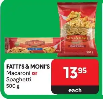 Makro FATTI'S & MONI'S Macaroni or Spaghetti 500G offer