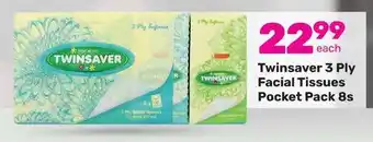 Game Twinsaver 3 Ply Facial Tissues Pocket Pack 8s offer