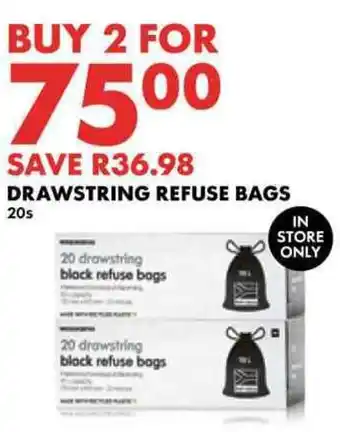 Woolworths DRAWSTRING REFUSE BAGS 20s offer